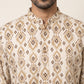 Men Ikat Print Cotton Blend Kurta ( ANMKO 334 Beige )