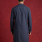 Men's Japanese Fabric Embroidered Kurta ( ANMKO 335 Navy )