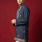 Men's Japanese Fabric Embroidered Kurta ( ANMKO 335 Navy )