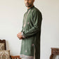 Men's Japanese Fabric Embroidered Kurta ( ANMKO 335 Olive )