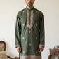 Men's Japanese Fabric Embroidered Kurta ( ANMKO 335 Olive )