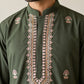 Men's Japanese Fabric Embroidered Kurta ( ANMKO 335 Olive )