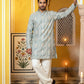 Cotton Blend Printed Kurta for Men ( ANMKO 336 Pista )