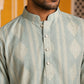 Cotton Blend Printed Kurta for Men ( ANMKO 336 Pista )