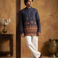 Printed Cotton Blend Thread Work Kurta ( ANMKO 337 Navy )