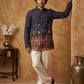 Printed Cotton Blend Thread Work Kurta ( ANMKO 337 Navy )