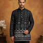 Printed Cotton Blend Thread Work Kurta ( ANMKO 338 Black )