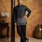 Printed Cotton Blend Thread Work Kurta ( ANMKO 338 Black )