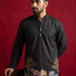 Premium Printed & Thread Work Kurta for Men ( ANMKO 339 Black )
