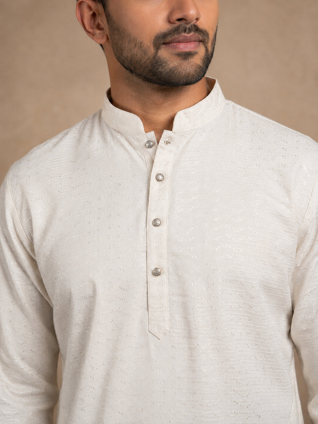 Premium Printed & Thread Work Kurta for Men ( ANMKO 339 White )