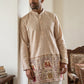 Traditional Printed Thread Work Kurta for Men ( ANMKO 340 Beige )