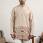 Traditional Printed Thread Work Kurta for Men ( ANMKO 340 Beige )