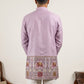 Traditional Printed Thread Work Kurta for Men ( ANMKO 340 Purple )