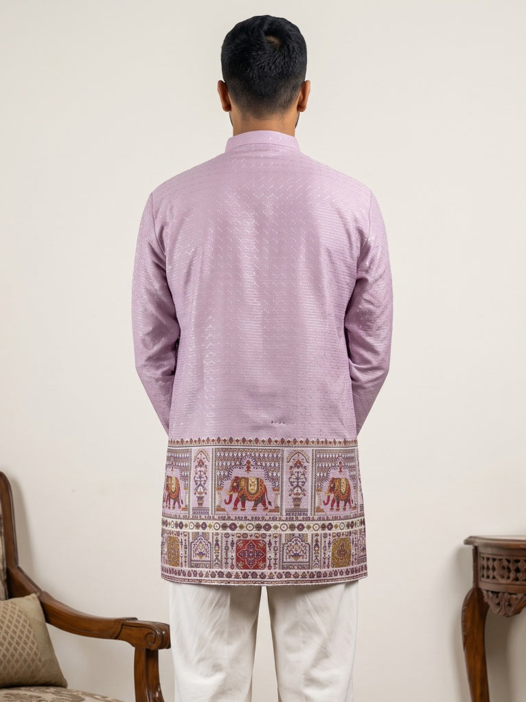Traditional Printed Thread Work Kurta for Men ( ANMKO 340 Purple )
