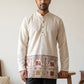 Traditional Printed Thread Work Kurta for Men ( ANMKO 340 White )