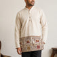 Traditional Printed Thread Work Kurta for Men ( ANMKO 340 White )