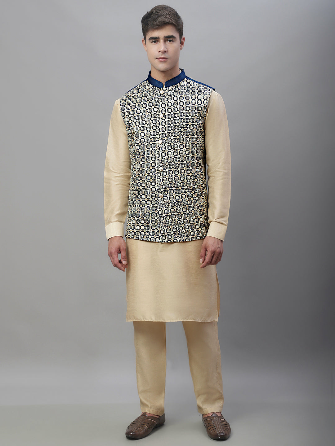 Embroidered Nehru Jacket ( ANMWC 7001Blue ) [RT] [ F9 ]