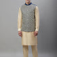 Solid Kurta Pyjama with Embroidered Nehru Jacket ( ANMKPWC 110G 7001Blue )