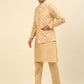 Embroidered Nehru Jacket  with Solid Kurta Pyjama ( ANMKPWC 110G 7001Cream )