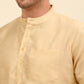 Embroidered Nehru Jacket  with Solid Kurta Pyjama ( ANMKPWC 110G 7001Cream )