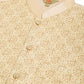 Embroidered Nehru Jacket  with Solid Kurta Pyjama ( ANMKPWC 110G 7001Cream )