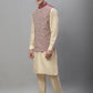 Solid Kurta Pyjama with Embroidered Nehru Jacket ( ANMKPWC 110G 7001Maroon )