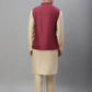 Solid Kurta Pyjama with Embroidered Nehru Jacket ( ANMKPWC 110G 7001Maroon )