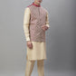 Solid Kurta Pyjama with Embroidered Nehru Jacket ( ANMKPWC 110G 7001Maroon )