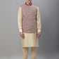 Solid Kurta Pyjama with Embroidered Nehru Jacket ( ANMKPWC 110G 7001Maroon )
