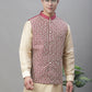 Solid Kurta Pyjama with Embroidered Nehru Jacket ( ANMKPWC 110G 7001Maroon )