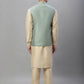 Solid Kurta Pyjama with Embroidered Nehru Jacket ( ANMKPWC 110G 7001Pista )