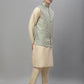 Solid Kurta Pyjama with Embroidered Nehru Jacket ( ANMKPWC 110G 7001Pista )