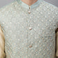 Solid Kurta Pyjama with Embroidered Nehru Jacket ( ANMKPWC 110G 7001Pista )