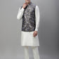 Solid Kurta Pyjama with Woven Design Nehru Jacket ( ANMKPWC 110W 7002Grey )
