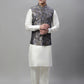 Solid Kurta Pyjama with Woven Design Nehru Jacket ( ANMKPWC 110W 7002Grey )