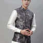 Solid Kurta Pyjama with Woven Design Nehru Jacket ( ANMKPWC 110W 7002Grey )