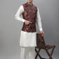 Solid Kurta Pyjama with Woven Design Nehru Jacket ( ANMKPWC 110W 7002Maroon )