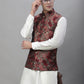 Solid Kurta Pyjama with Woven Design Nehru Jacket ( ANMKPWC 110W 7002Maroon )