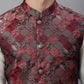 Solid Kurta Pyjama with Woven Design Nehru Jacket ( ANMKPWC 110W 7002Maroon )
