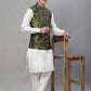 Solid Kurta Pyjama with Woven Design Nehru Jacket ( ANMKPWC 110W 7002Olive )