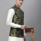 Solid Kurta Pyjama with Woven Design Nehru Jacket ( ANMKPWC 110W 7002Olive )