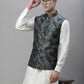 Solid Kurta Pyjama with Woven Design Nehru Jacket ( ANMKPWC 110W 7002Teal )