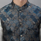 Solid Kurta Pyjama with Woven Design Nehru Jacket ( ANMKPWC 110W 7002Teal )