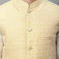 Solid Kurta Pyjama with Woven Design Nehru Jacket ( ANMKPWC 110W 7003Golden )