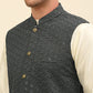 Embroidered and Sequin Nehru Jacket With Solid Kurta Pyjama ( ANMKPWC 110W 7004Grey )