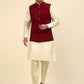 Embroidered and Sequin Nehru Jacket With Solid Kurta Pyjama ( ANMKPWC 110W 7004Maroon )