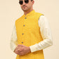 Embroidered and Sequin Nehru Jacket With Solid Kurta Pyjama ( ANMKPWC 110W 7004Yellow )
