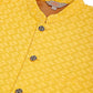 Embroidered and Sequin Nehru Jacket With Solid Kurta Pyjama ( ANMKPWC 110W 7004Yellow )