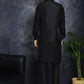 Embroidered and Sequin Nehru Jacket with Solid Kurta Pyjama ( ANMKPWC 592B 7008Black )
