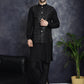 Embroidered and Sequin Nehru Jacket with Solid Kurta Pyjama ( ANMKPWC 592B 7008Black )